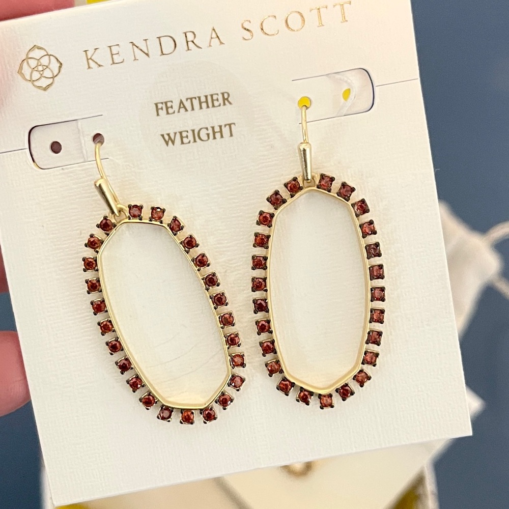 Kendra Scott Elle Featherweight Gold and Burgundy Earrings